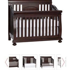 Crib Dark Cherry with Free guardrails